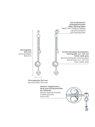 Valero Pearls Ohrringe aus Sterling Silber mit Süßwasser-Zuchtperle in silber