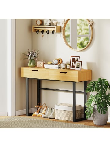 HOMCOM Konsolentisch-110L x 35B x 76,5H cm-Naturholz