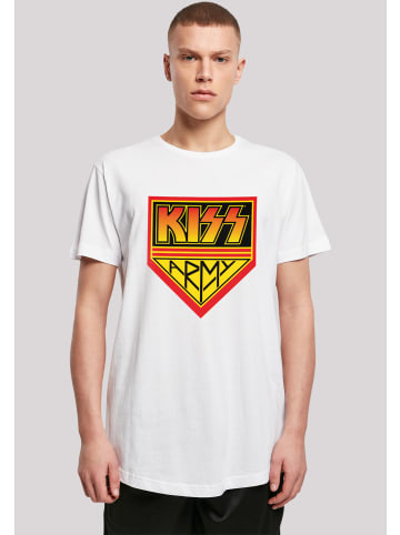 F4NT4STIC Long Cut T-Shirt Kiss Rock Band Army Logo in weiß