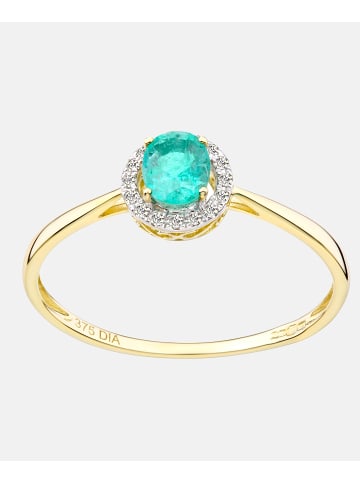 Diamant L'éternel Ring aus 375 Gelbgold mit Diamant mit Smaragd