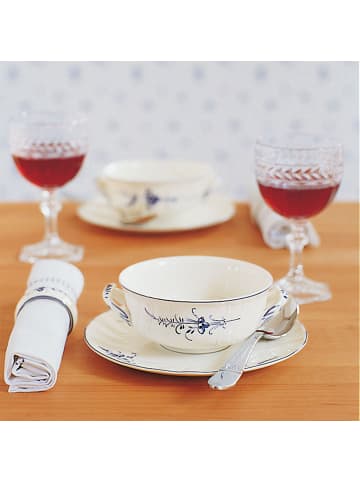 Villeroy & Boch 6er Set Suppentassen mit Untertassen Vieux Luxembourg 260 ml in weiß-blau