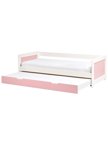 Beliani Tagesbett GRAVELINES in Rosa/Weiß - (W) 96 x (H) 63 x (L) 206 cm