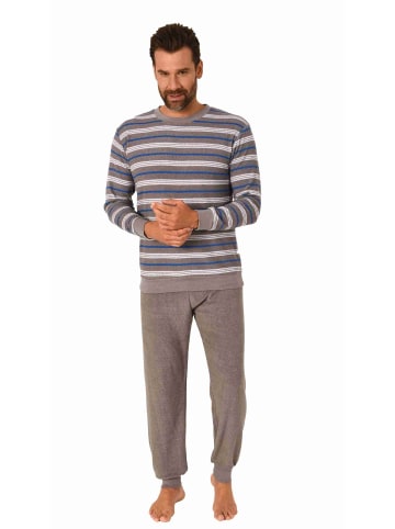 NORMANN Frottee Pyjama Schlafanzug Bündchen - 70682 in grau