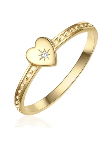 Glanzstücke München Ring Herz aus Sterling Silber mit Zirkonia in gelbgold