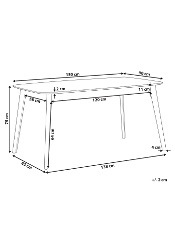 Beliani Esszimmertisch MADOX in Braun - (W) 90 x (H) 75 x (L) 150 cm
