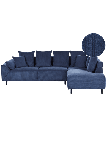 Beliani 9-tlg Ecksofa LUNNER in Blau/Schwarz linksseitig