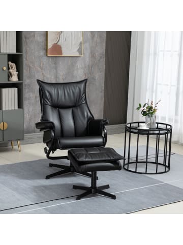 HOMCOM Relaxsessel mit Hocker in Schwarz 75L x 84B x 101H cm