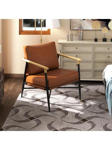COSTWAY Gepolsterter Sessel mit Armlehnen in Braun
