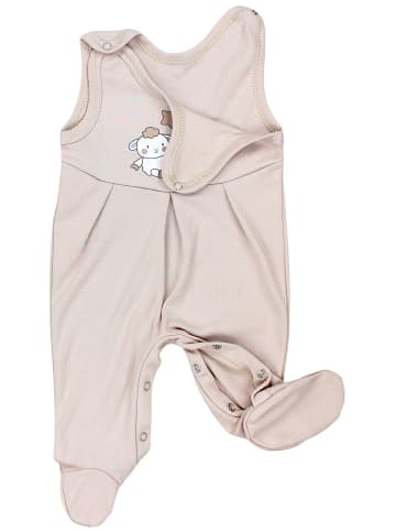 TupTam Baby Mädchen Strampler mit Fuß 3er Pack in beige/weiß