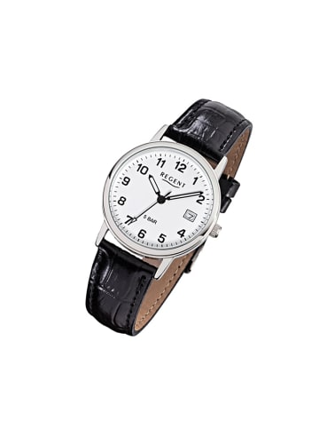 Regent Analog-Armbanduhr Regent Lederarmband schwarz mittel (ca. 34mm)