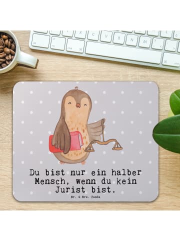 Mr. & Mrs. Panda Mauspad Jurist Herz mit Spruch in Grau Pastell