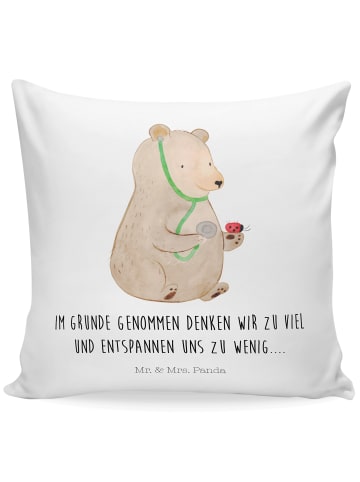 Mr. & Mrs. Panda kuschelkissen 40x40 Bär Arzt mit Spruch in Weiß