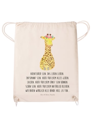 Mr. & Mrs. Panda Sportbeutel Giraffe Blumenkranz mit Spruch in Creme