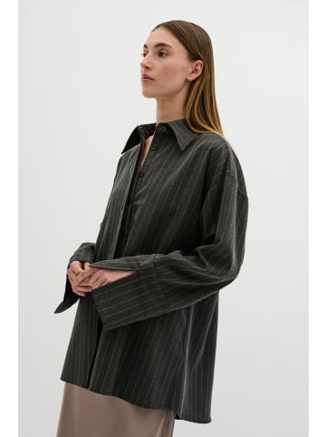 Karen By Simonsen Langarm - Hemd KBTonja Oversize fit in Gray Pinstripe