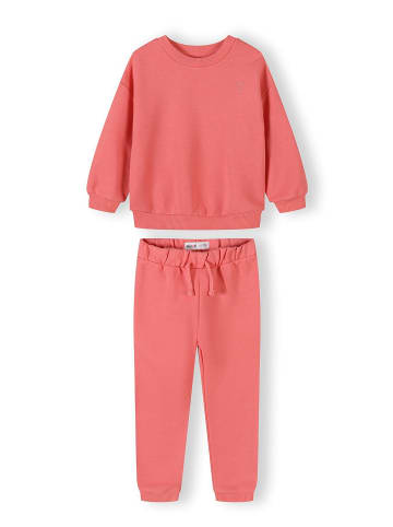 Minoti 2-tlg Langarmshirt & Hose NOSFLEECE102 in koralle