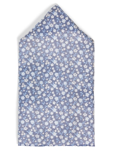 Finshley & Harding London Fliege und Einstecktuch in marine hellblau - 0001