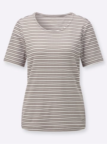 WITT WEIDEN Shirt in taupe-weiß-gestreift