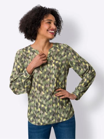 Heine Schlupfbluse in khaki-beige-bedruckt