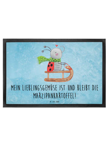 Mr. & Mrs. Panda Fußmatte Smörle Rodeln mit Spruch in Eisblau
