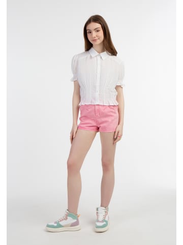 myMo Damen Kurzarm Bluse in Weiss
