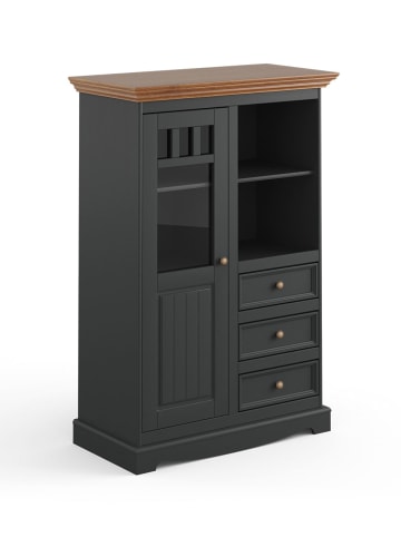 Feldmann-Wohnen Vitrine Belluno Elegante Kiefer Eiche / basaltgrau (RAL7012) 89 / 44 / 130cm