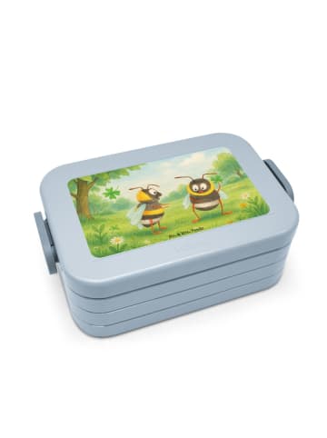 Mr. & Mrs. Panda Lunchbox Bienen Paar Design ohne Spruch in Blau Pastell