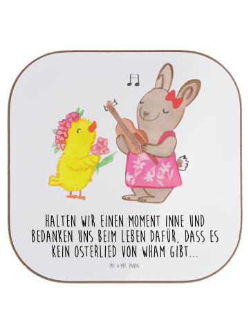 Mr. & Mrs. Panda Glasuntersetzer Ostern Frühlingsgefühle mit Spruch in Weiß
