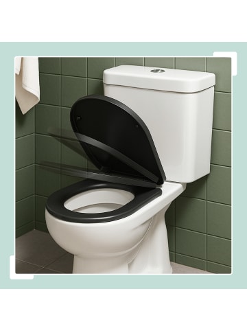 relaxdays Toilettendeckel in Schwarz - (B)36 x (T)42 cm