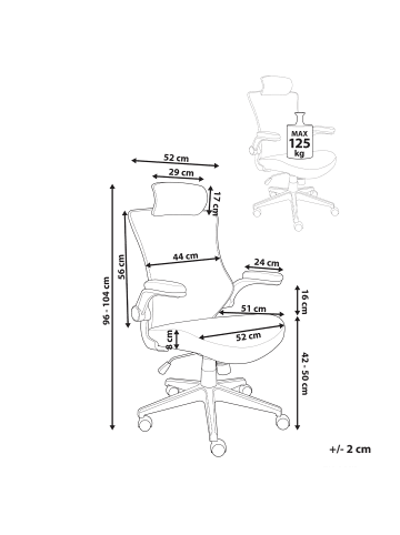 Beliani Bürostuhl PALADIN in Schwarz - (W) 52 x (H) 96 x (L) 56 cm