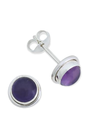 mantraroma 925er Silber - Ohrstecker (L) 8 x (B) 8 mm mit Amethyst