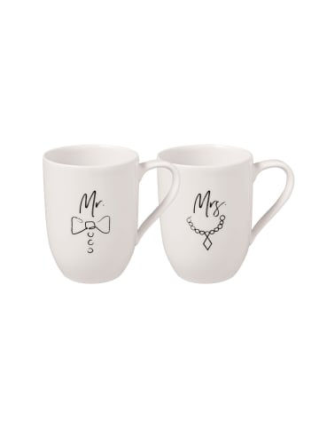 Villeroy & Boch 2er Set Kaffeebecher Mr and Mrs Statement in 280 ml in weiß