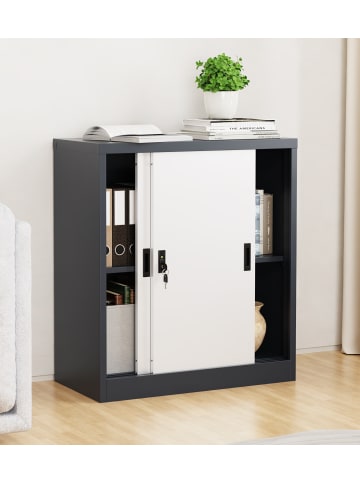 VCM  Büroschrank Stahlschrank abschließbar Malivo 2fach in Anthrazit / Weiß