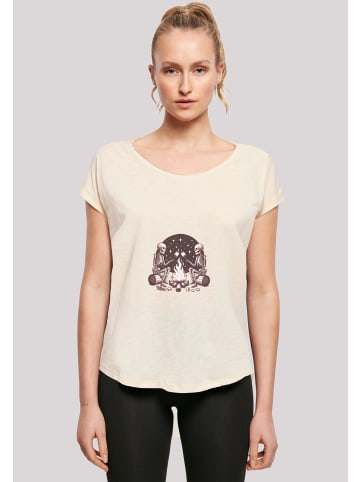 F4NT4STIC Long Cut T-Shirt Skelette Lagerfeuer Marshmallow in Whitesand