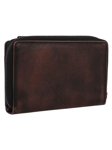 Greenburry Destressed Geldbörse RFID Schutz Leder 13.5 cm in teak brown