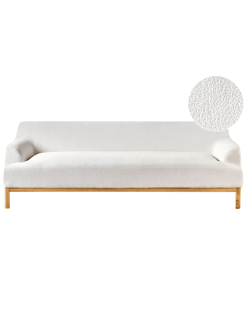 Beliani 3-Sitzer Sofa SOSJO in Weiß/Braun - (W) 219 x (H) 74 x (L) 83 cm