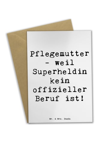 Mr. & Mrs. Panda Grußkarte Spruch Pflegemutter Superheldin mit S... in Weiß
