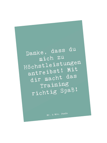Mr. & Mrs. Panda Postkarte Spruch Motivierender Fitness-Trainer ... in Meeresbrise