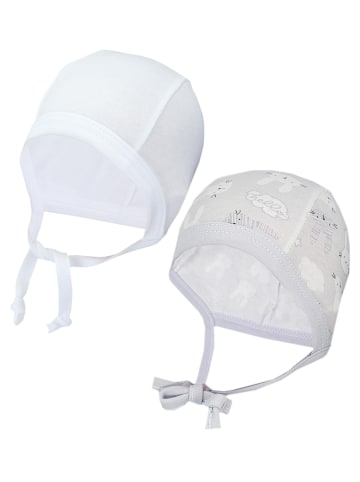 TupTam Unisex Baby Erstlingsmütze zum Binden 2er Pack in grau/weiß