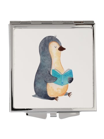 Mr. & Mrs. Panda Handtaschenspiegel quadratisch Pinguin Buch ohn... in Weiß