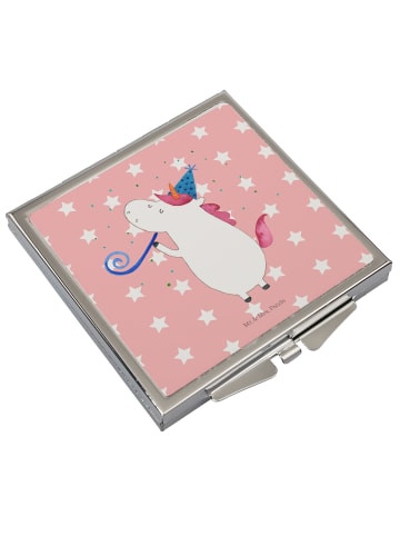 Mr. & Mrs. Panda Taschenspiegel Einhorn Party ohne Spruch in Rot Pastell