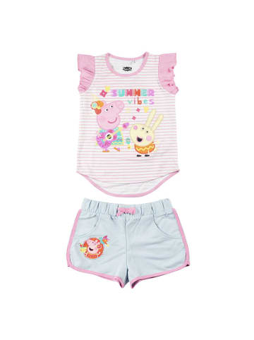 Peppa Pig 2tlg. Outfit T-Shirt & Shorts Peppa Pig in Rosa-Grau
