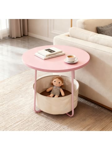 relaxdays Beistelltisch in Altrosa/ Cremeweiß - (H)50 x Ø 45 cm