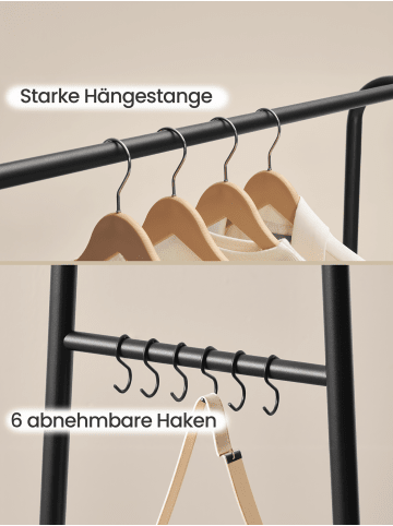 VASAGLE Kleiderständer Colten in Vintagebraun-Schwarz - (B)138 x (H)160 x (T)45 cm