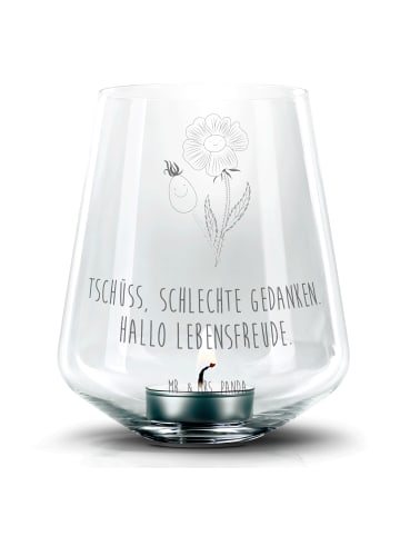 Mr. & Mrs. Panda Windlicht Blume HageRundunge mit Spruch in Transparent