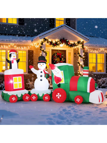 COSTWAY 350 cm aufblasbarer Weihnachtszug Weihnachtsdeko in Bunt