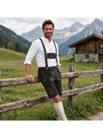 tectake Lederhose Jannis in schwarz