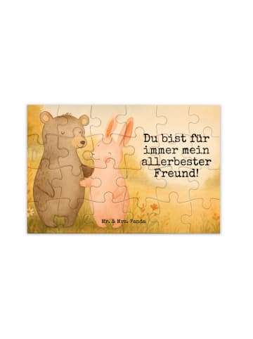 Mr. & Mrs. Panda Puzzlespiel Bär und Hase Umarmen Design mit Spruch in Weiß