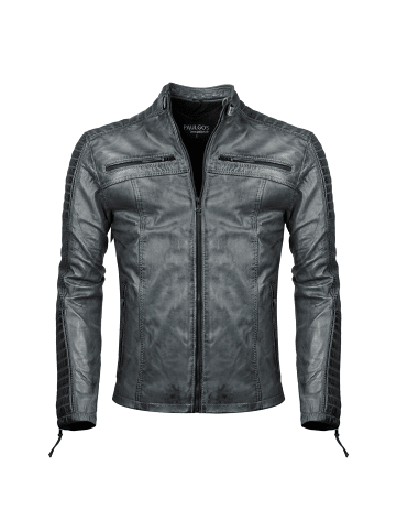 PAULGOS Lederjacke Übergangsjacke Biker Look Echtleder D1 in Grau