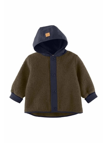 Hessnatur Hessnatur Wollfleece-Jacke mit Patch aus Bio-Merinowolle in vintage oliv