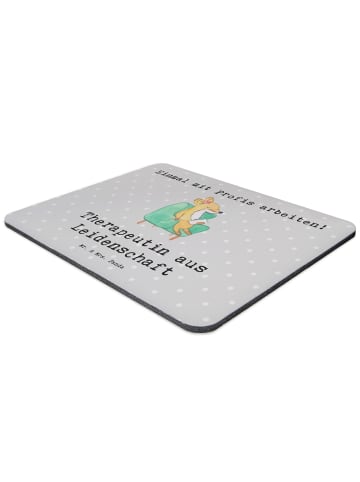 Mr. & Mrs. Panda Mauspad Therapeutin Leidenschaft mit Spruch in Grau Pastell